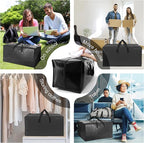 6 Pack Heavy Duty Large Moving Bags W/Backpack Straps - Strong Handles & Zippers, Storage Totes, Fold Flat, Alternative to Moving Box and Storage Bin, Semi-Transparent+Blue+Black