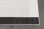 Modern Micro Loop Indoor Area Rugs for Living Room Bedroom Kitchen Geometric Striped Black-White 6x9 Luxury Durable Low and High Pile Non-Shedding Stain Resistant Soft Area Carpet 6 x 9