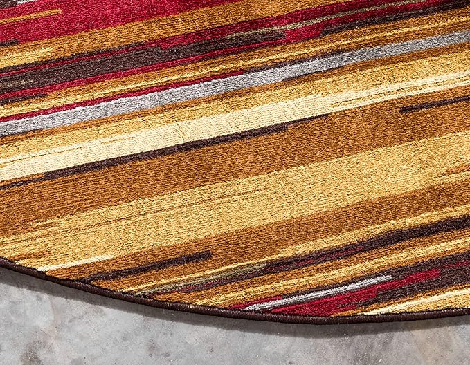 Unique Loom Barista Collection Area Rug - Icatu (4' 1" Round, Beige/ Brown)