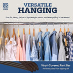 ZOBER Black Wooden Hangers - Heavy Duty, Non Slip Wood Hangers for Coats, Jackets, Suits, & Pants - Coat Hangers for Closet W/Bar and Notches 20 Pack
