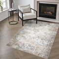 Washable Area Rug 3x5 Entryway Rug: Washable Modern Abstract Soft Thin Rug Indoor Floor No Slip Stain Resistant Carpet for Bedroom Dining Room Farmhouse Nursery Home Office - Brown Grey