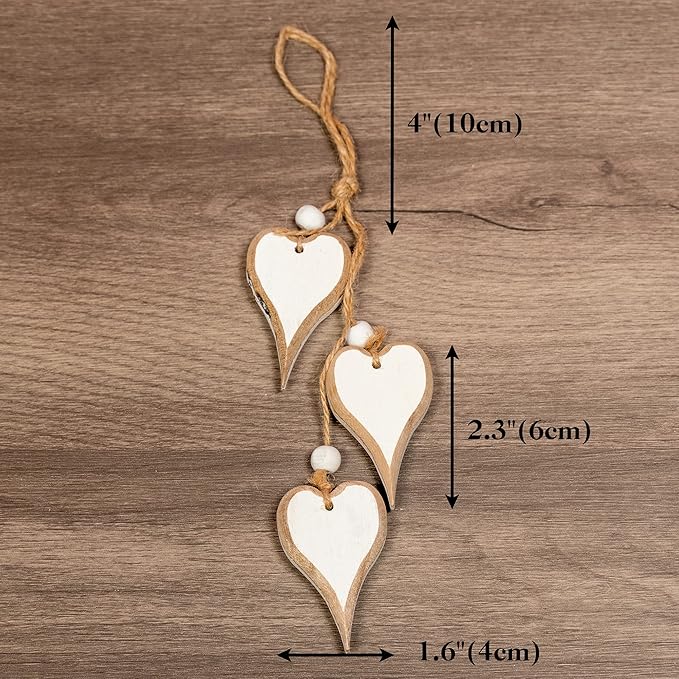 Sun&Beam Heart-shaped Wooden Decorative Hanging Handmade Hearts Ornaments for Wedding Party Valentine Christmas Home Decoration Car Décor (Y-#2, 1Pcs)
