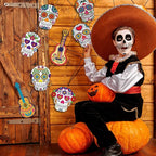 Day of The Dead Cutouts Sugar Skull Classroom Bulletin Board Decorations Colorful Skull Halloween Theme Party Supplies for Toddler Kids Students Classroom Decors
