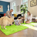 OLANLY 2x3 Machine Washable Small Bedside Rug, Soft Fluffy Shaggy Entryway Throw Rugs for Bedroom, Living Room, Indoor Floor Carpet for Kids Girls and Boys, Home Decor Aesthetic, Lime Green