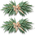 24 Inch Artificial Eucalyptus Greenery Swag with Rustic Linen Bow, Farmhouse Mantel & Wall Decor for Spring, Summer and Year-Round Home or Wedding Decoration（2pcs