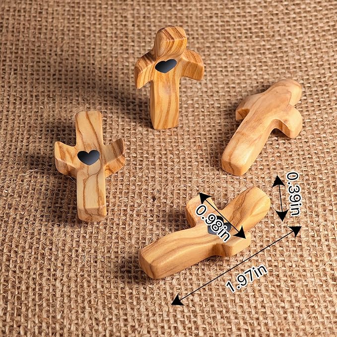 Cross Fidget Wood, Encouragement Gift, Olive Wooden Cross for Clinging and Praying, Pocket Religious Gift for Children and Adults(Olive 1pcs)