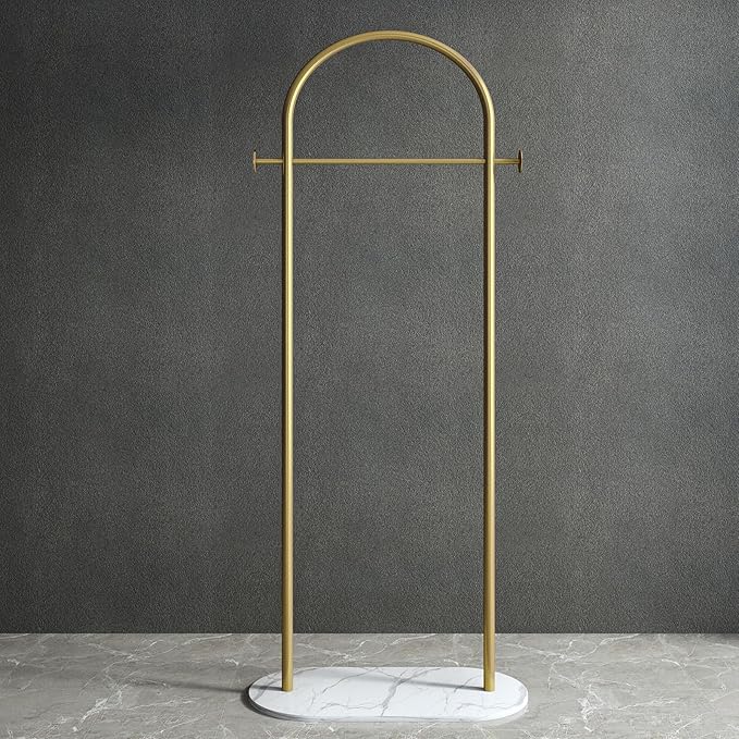 Freestanding Clothing Rack with Marble Base,Modern Gold Arch Garment Rack for Small Spaces,Sturdy Metal Coat Rack,Clothes Racks for Hanging Clothes in Bedroom,Closet,Entryway,Boutique Display
