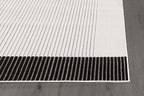 Modern Micro Loop Indoor Area Rugs for Living Room Bedroom Kitchen Geometric Striped Black-White 4x6 Luxury Durable Low and High Pile Non-Shedding Stain Resistant Soft Area Carpet 4 x 6
