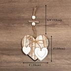 Sun&Beam Heart-Shaped Wooden Decorative 2Pcs Hanging Handmade Hearts Ornaments for Wedding Party Valentine Christmas Home Decoration Car Décor (D-#1, 2Pcs)