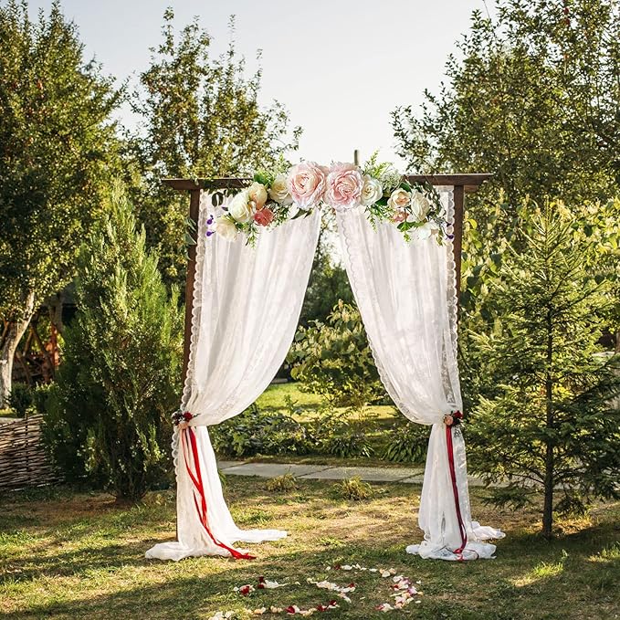 WYSRJ Artificial Peony Flower Swag 20 Inch Decorative Swag with Peony and Roses Wedding Arch Flowers Artificial Floral Swag for Lintel Wedding Arch Front Door Decor