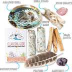 Home Cleansing & Smudging Kit with White Sage, Palo Santo, Abalone & Stand, Smudge Feather & Guide - Smudge Kit with Sage Smudge Sticks