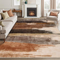 Ciicool Modern Abstract Brown Grey Rug for Living Room, 6'x9' Machine Washable Area Rug Non-Slip Rug, Low-Pile Contemporary Indoor Dining Floor Carpet for Bedroom Office Under Table Home Decor