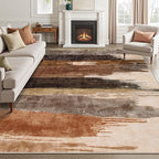 Ciicool Modern Abstract Brown Grey Rug for Living Room, 6'x9' Machine Washable Area Rug Non-Slip Rug, Low-Pile Contemporary Indoor Dining Floor Carpet for Bedroom Office Under Table Home Decor
