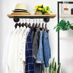 WEBI Clothing Rack Wall Mount,20" Industrial Pipe Clothes Rack for Hanging Clothes,Heavy Duty Iron Garment Rack Bar,Retail Display Clothes Rod for Closet,Laundry Room,Black,2 Packs