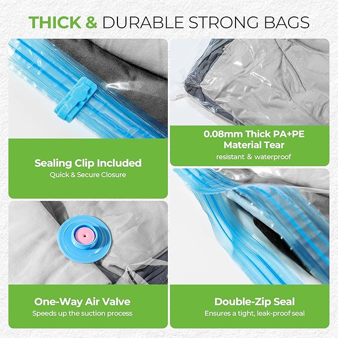 Vacuum Storage Bags for Travel - 15 Pack Compression Packing with Wireless Electric Pump for Luggage Vacuum Seal Bags for Clothes Space Saver Organizer for Moving Clothing Suitcase Travel
