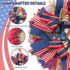 250th Anniversary Patriotic Wreath for Front Door, 20 Inch Red White Blue Wreath 4th of July Wreaths Memorial Day Decor Independence Day Decoration for Home Farmhouse Holiday (Star)