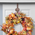 Haute Decor Adjustable Length Metal Wreath Hanger with 4 Interchangeable Icons - Oil-Rubbed Bronze (American Flag/Pumpkin/Snowflake/Reindeer) 4 Wreath Hangers in 1, for Every Season