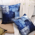 Dark Blue Abstract Art Artwork Pillow Cover, Gallery Modern Decorative Throw Pillows Cushion Cover for Bedroom Sofa Living Room 20 x 20 Inch Set of 2