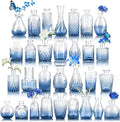 Der Rose Blue Glass Bud Vases Set of 30, Small Bud Vases for Flowers, Rustic Wedding Centerpieces and Home Decor