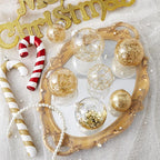 Wironlst Christmas Ball Ornaments Shatterproof Clear Large Plastic Hanging Ball Decorative Baubles Set with Stuffed Delicate Decorations (Multi-Size, Gold)