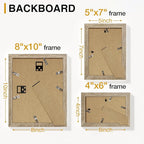 Vittanly Picture Frames Set of 10, Picture Frames Collage Wall Decor with Two 8x10, Four 5x7, and Four 4x6 Photo Frames, Gallery Wall Frame Set for Wall or Tabletop Display, Light Wood