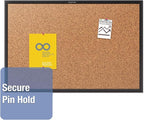 Quartet Cork Bulletin Board 60"W x 36"H Pin Board, Black Aluminum Frame (2305B)