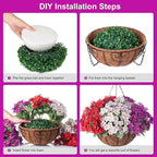 Artificial Flower in Hanging Basket Outdoor Indoor Decoration,Coconut Lining Flowerpot with Faux Plant,Daisy with Eucalyptus Leaves Arrangement for Home Spring Summer Decor(Red Purple White)