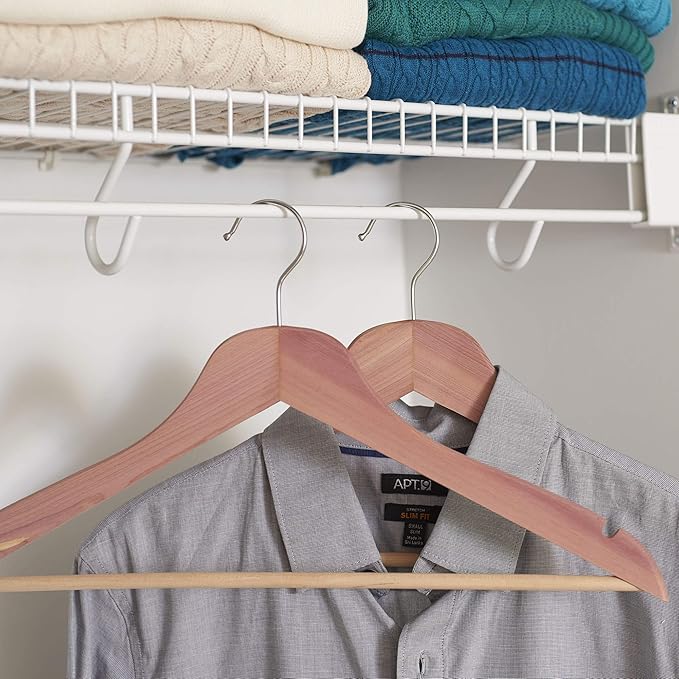 Household Essentials 26140 CedarFresh Red Cedar Wood Clothes Hangers with Fixed Bar and Swivel Hook - Set of 4