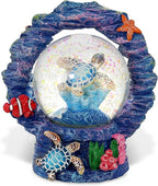 CoTa Global Sea Turtle Coral Snow Globe Decor - Elegant Pink Sparkle Glitter Inside The Snow Globe Figure, Animal Figurines for Kids and Adults, Collectible Snow Globes for Birthday, Christmas - 45 mm