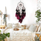 Large Dream Catchers, Boho Handmade Native Macrame Dream Catchers Wall Hanging for Bedroom Living Room Dorm Room Decor, Adults Wedding Party Decor, Festival Blessing Gift (Red & Black)