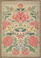GarveeHome Floral Botanical Washable 9x12 Area Rug for Living Room Soft Camel Taupe Brown Vintage Boho Cottage Large Rugs Low Pile Carpet for Bedroom Dining Nursery Rug