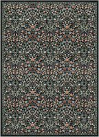 Moynesa Floral Washable 10x14 Rug, Boho Extra Large Living Room Area Rug, Botanical Dining Room Rugs for Under Table, Non Slip Ultra Thin Floor Carpet for Home Office Farmhouse, Black