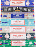 Satya Incense Sticks Gift Set, 7 Scents, Nag Champa, Super Hit, Dragon's Blood, Sandalwood, Patchouli, Lavender, Positive Vibes, 15g Each (Smudge)