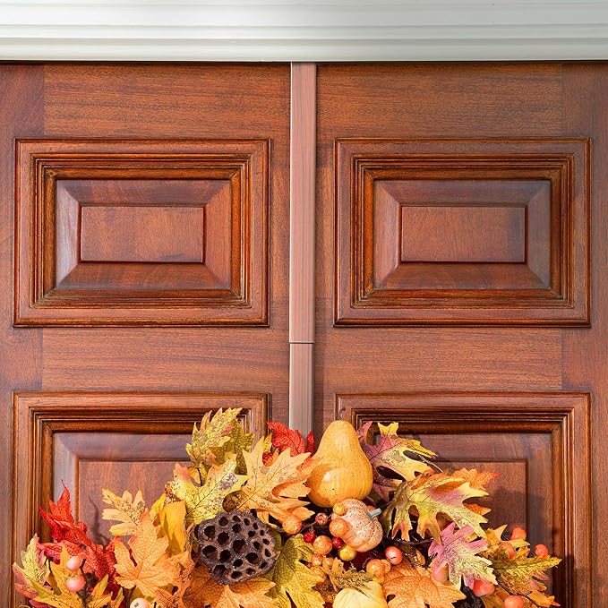 Haute Decor Adapt Adjustable Wreath Hanger, Top & Length Adjustable - Brushed Copper - Strong Over The Door Wreath Holder that Fits Almost Any Size Door