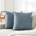 HPUK Linen Throw Pillow Covers Pack of 2, 20x20 Inch Accent Cushion Covers for Living Room, Bedroom, Decorative Solid Color Pillow Covers for Couch, Sofa, Chair, Blue