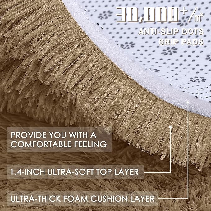 OLANLY 9x12 Machine Washable Large Area Rugs for Living Room, Bedroom, Soft Fluffy Shaggy Bedside Rug, Indoor Floor Carpet for Kids Girls and Boys, Dorms, Nursery, Home Decor Aesthetic, Taupe
