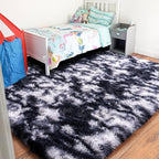 Black and White Rug for Bedroom, 4x6 Area Rug for Kids Room, Bedside Indoor Floor Fluffy Shag Carpet, Plush Soft Rug for Living Room Nursery Dorm Home Decor
