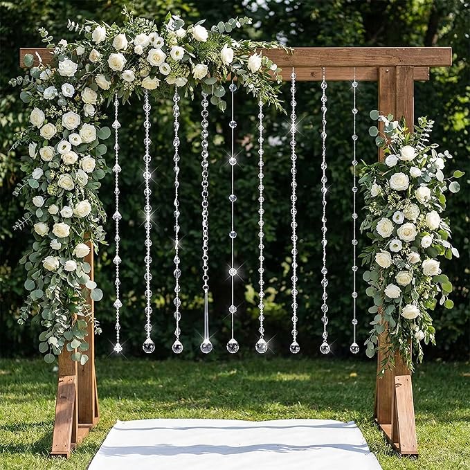 Soulchen 24 Pcs 40 Inch Clear Acrylic Crystal Garland Strands Large Hanging Chandelier Bead Chain String Wedding Icicle Drop Ornaments for Wedding Party Decor