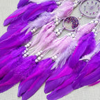 Large Dream Catchers, Handmade Woven Moon Healing Crystal Stone Dream Catcher Wall Hanging Ornament for Bedroom Living Room Wedding Party Decor, Festival Blessing Craft Gift (Purple Moon)