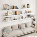 RICHFOCUS 31.5Inch Floating Shelves for Wall 2 Pack Shelves for Bedroom|Kitchen|Bathroom Wall Mounted Rustic Wood Floating Shelf with Invisible Brackets for Books|Storage|Decor, White