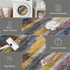 Ciicool Modern Abstract Yellow Grey Rug for Living Room, 8'x10' Machine Washable Area Rug Non-Slip Rug, Low-Pile Contemporary Indoor Dining Floor Carpet for Bedroom Office Under Table Home Decor