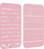 Hanging Jewelry Organizer Storage, 40 Pockets 36 Hooks Necklace Earring Necklace Bracelet Ring Organizer, Double - Sided Design, Pink