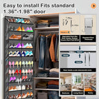 10-Tier Over the Door Shoe Organizer, 20 Pockets Holds 20-30 Pairs, Heavy-Duty Oxford Fabric with Hexagon Mesh for Boots & Sneakers-Dark Gray