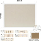 DAHAPYBOO Cork Board with Linen White,Bulletin Board 23"x17" Hanging Corkboards for Office Home School Message Board or Vision Board Decoration.