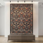 GarveeHome Brown Vintage Floral Washable Rugs 5x7 for Living Room Black Boho Botanical Retro Rug Low Pile Stain Resistance Non Slip Carpet for Bedroom Nursery Dining Room