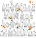 Der Rose Glass Bud Vases Set of 32 Small Clear Flower Vases for Rustic Wedding Centerpieces Table Decorations and Home Office Decor(Clear)