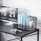SUPEASY Desk Organizers Metal Desk Magazine File Holder with 5 Vertical Compartments Rack File Organizer for Office Desktop, Classroom, Home Workspace, Black