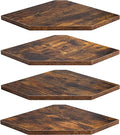 Fun Memories Corner Shelf Wall Mount, Floating Corner Shelves, Set of 4 Corner Wall Shelf Organizer, Rustic Wood Wall Storage Display Shelves for Living Room Bedroom Bathroom Kitchen, Rustic Brown