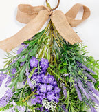 32" Artificial Spring Lavender and Green Leaves Teardrop Swag