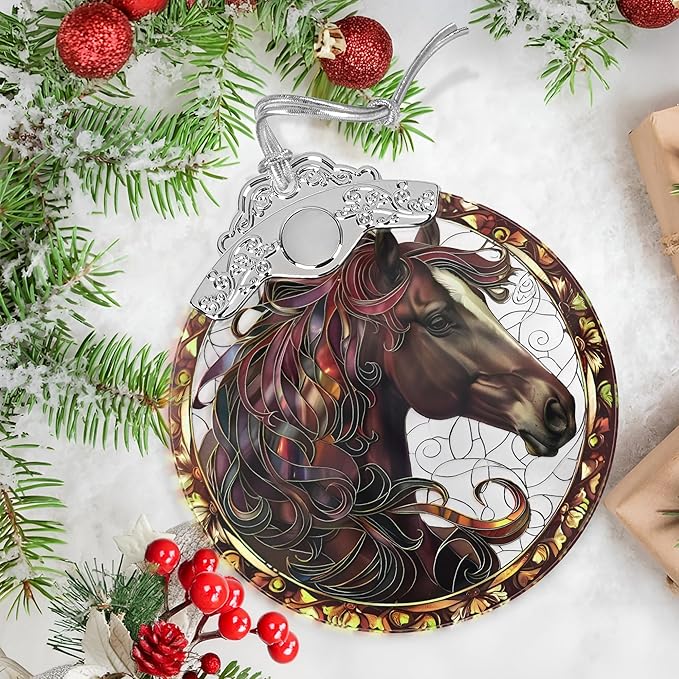 Horse Stained Glass Orament - Christmas Ornament - Christmas Decorations for Tree - Holiday Present ldeas - Gift Exchange